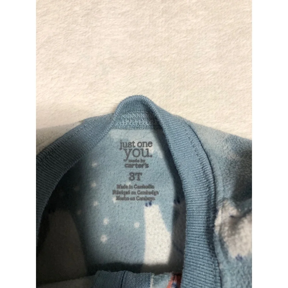 5/$25 Carter's Footed Pajamas Kids 3T Blue Polar Bear Fleece Sleeper